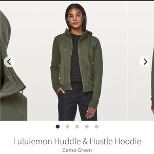lululemon huddle and hustle  Green Hooded Zip Sweatshirt